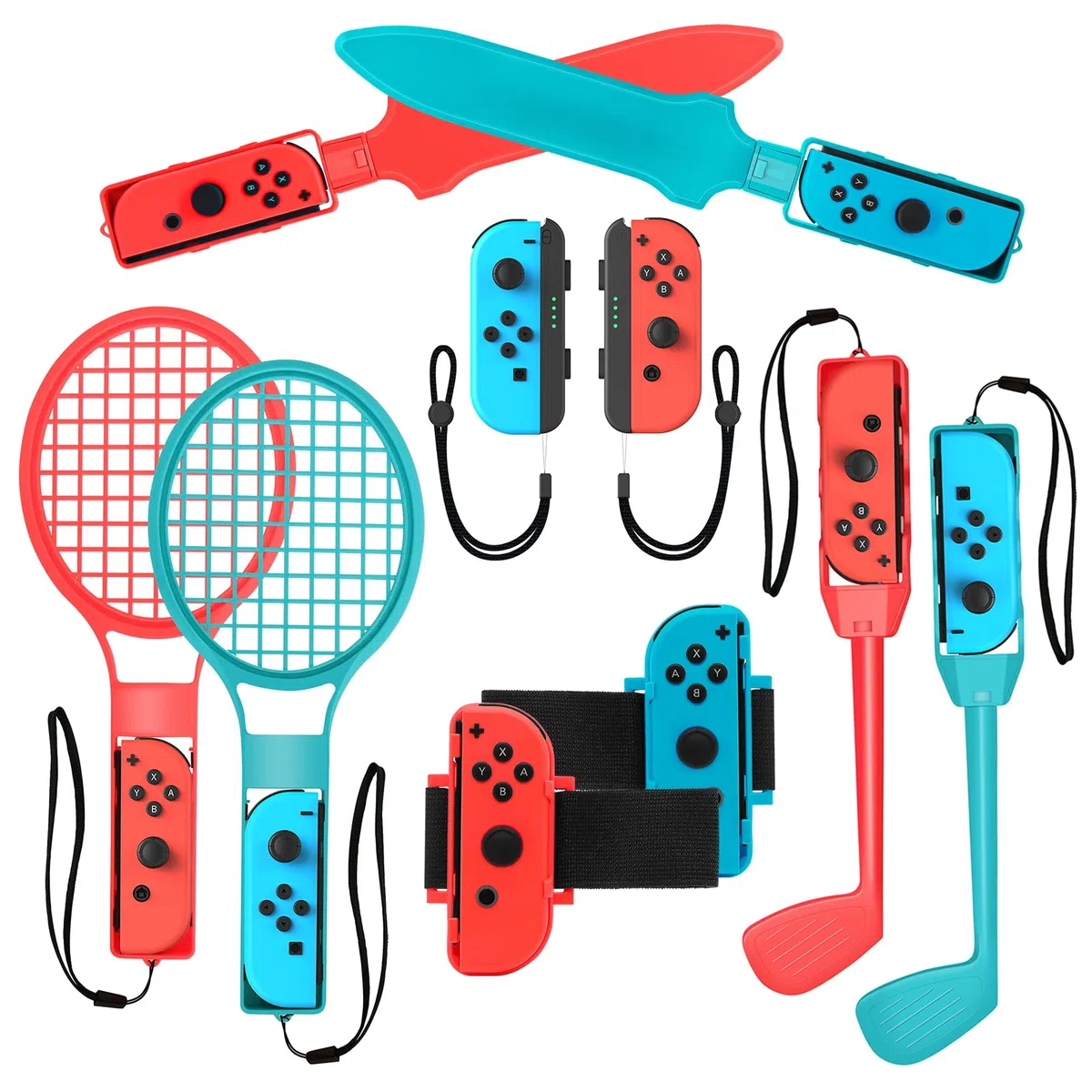 2024 Switch Accessori sportivi per bambini Nintendo Switch Giochi, 10-in-1 famiglia Party Pack Set di accessori di gioco per Switch OLED Giochi sportivi