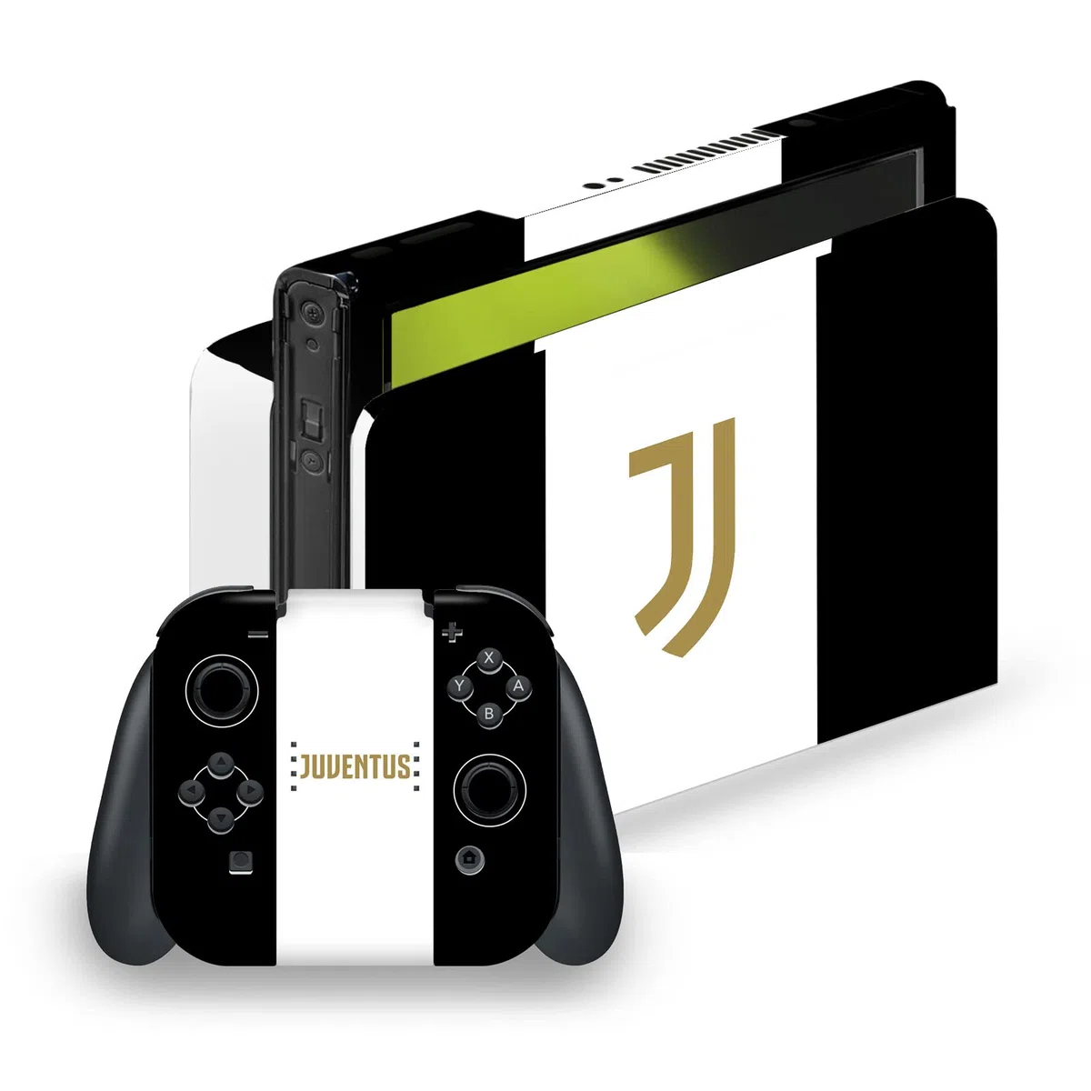 Head Case Designs Licenza Ufficiale Juventus Football Club Strisce Nere Arte Vinile Sticker Gaming Pelle Adesivo Compatibile con Nintendo Switch OLED Bundle