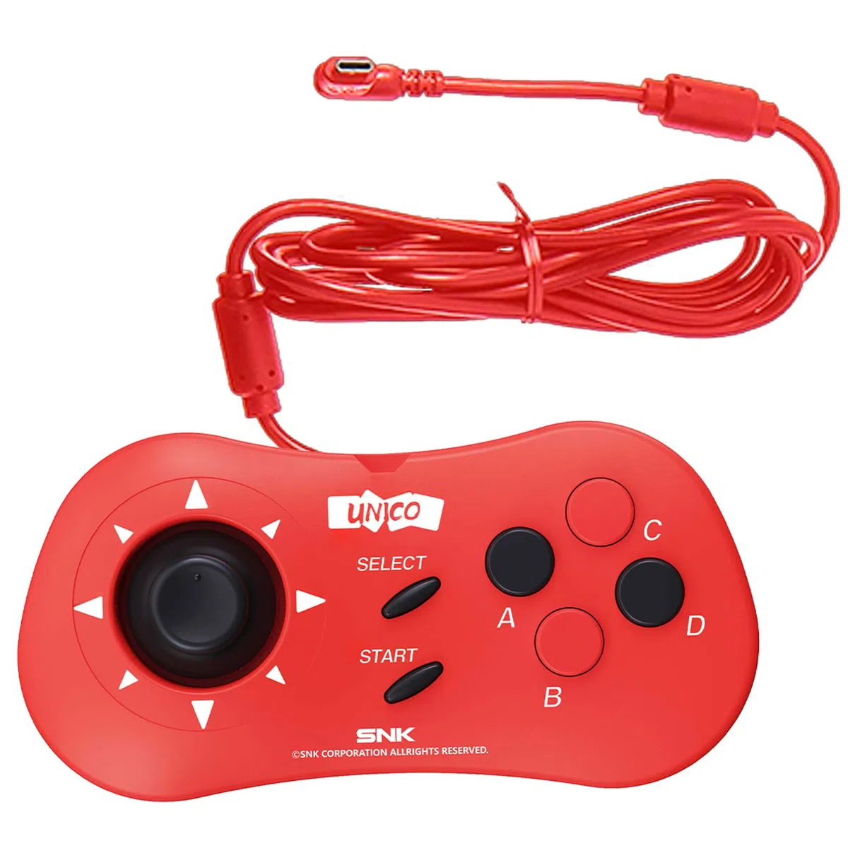 UNICO Mini Controller, Wired Game Pad compatibile MVS Mini/NEOGEO Mini/NEO-GEO Arcade Stick Pro per due giocatori che possono giocare simultaneamente - Rosso