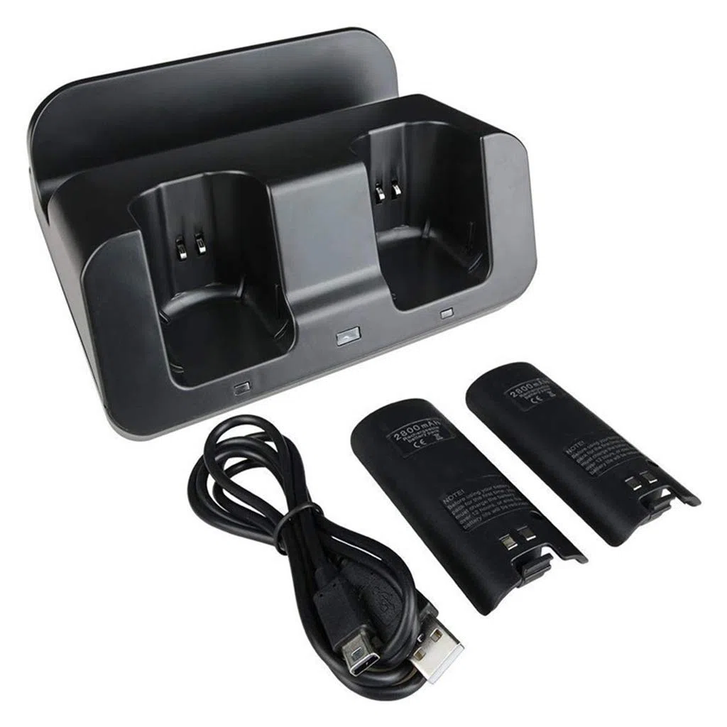geneic Stazione di ricarica Dock Stand Charger per Wii Remote Controller per Wii U Gamepad con batterie e cavo di ricarica USB