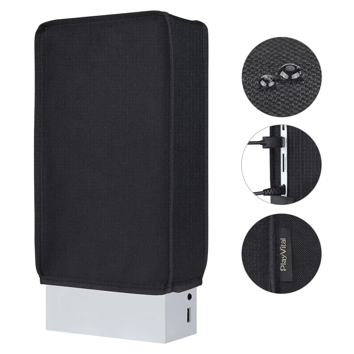 PlayVital Cover Copertura Antipolvere per Xbox Series S Console,Coperchio in Nylon Verticale Protettivo Impermeabile per Xbox Series S Console-Nero