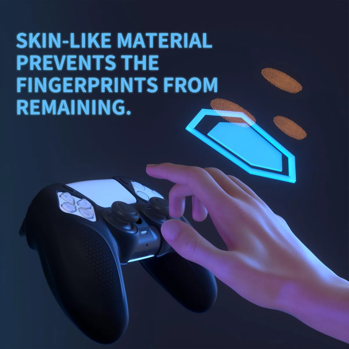playvital Cover Controller per ps5, Joystick Custodia Protettiva Skin Silicone Grip Ergonomico Antiscivolo & 2 Copri Analogici, Adatto per Base di Ricarica, Ninja Edizione, Nero