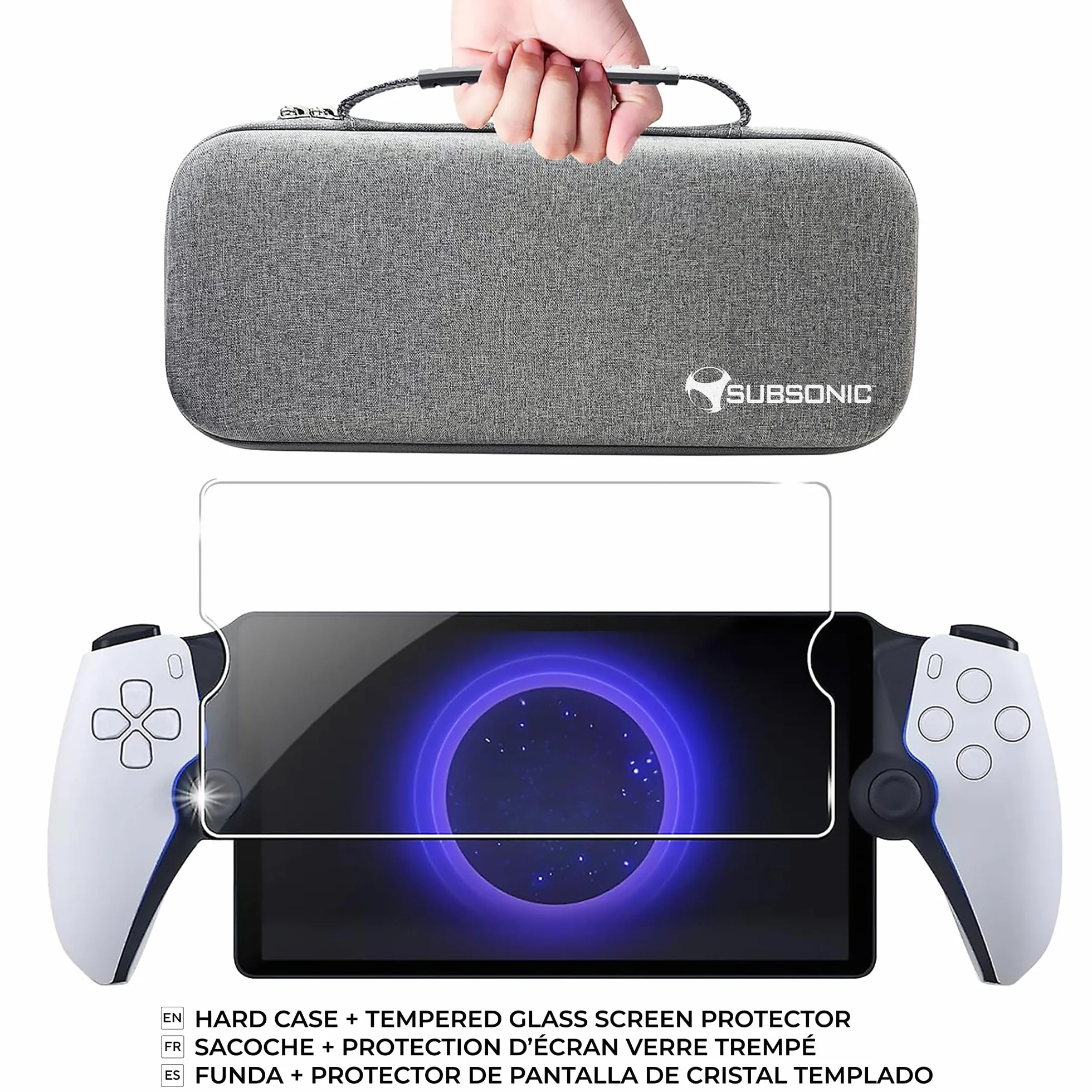 SUBSONIC Confezione protettiva con custodia di trasporto e protezione dello schermo in vetro temperato per Playstation Portal, custodia protettiva per PS Portal potatile in EVA resistente agli urti