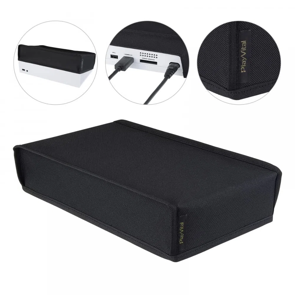 PlayVital Cover Copertura Antipolvere per Xbox Series S Console,Coperchio in Nylon Orizzontale Protettivo Impermeabile per Xbox Series S Console-Nero