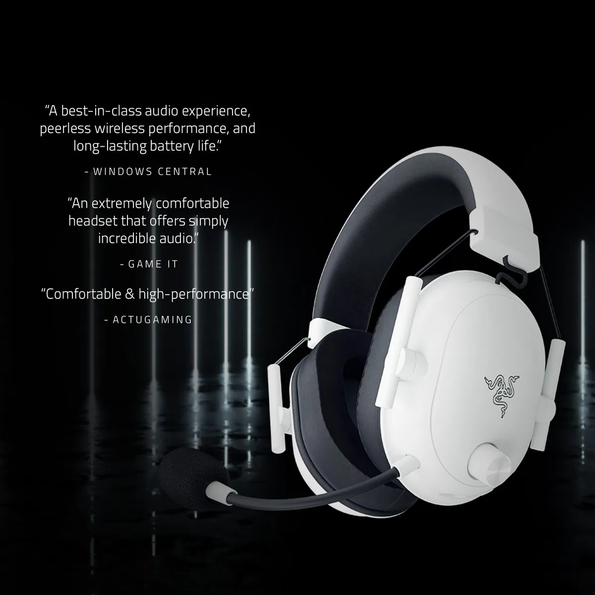 Razer Blackshark V2 Hyperspeed per PC - Cuffie da gioco e-sport senza fili ultra leggere 280g (Microfono a banda larga, Diaframma TriForce da 50mm, schiuma di isolamento acustico, 70 ore) Bianco