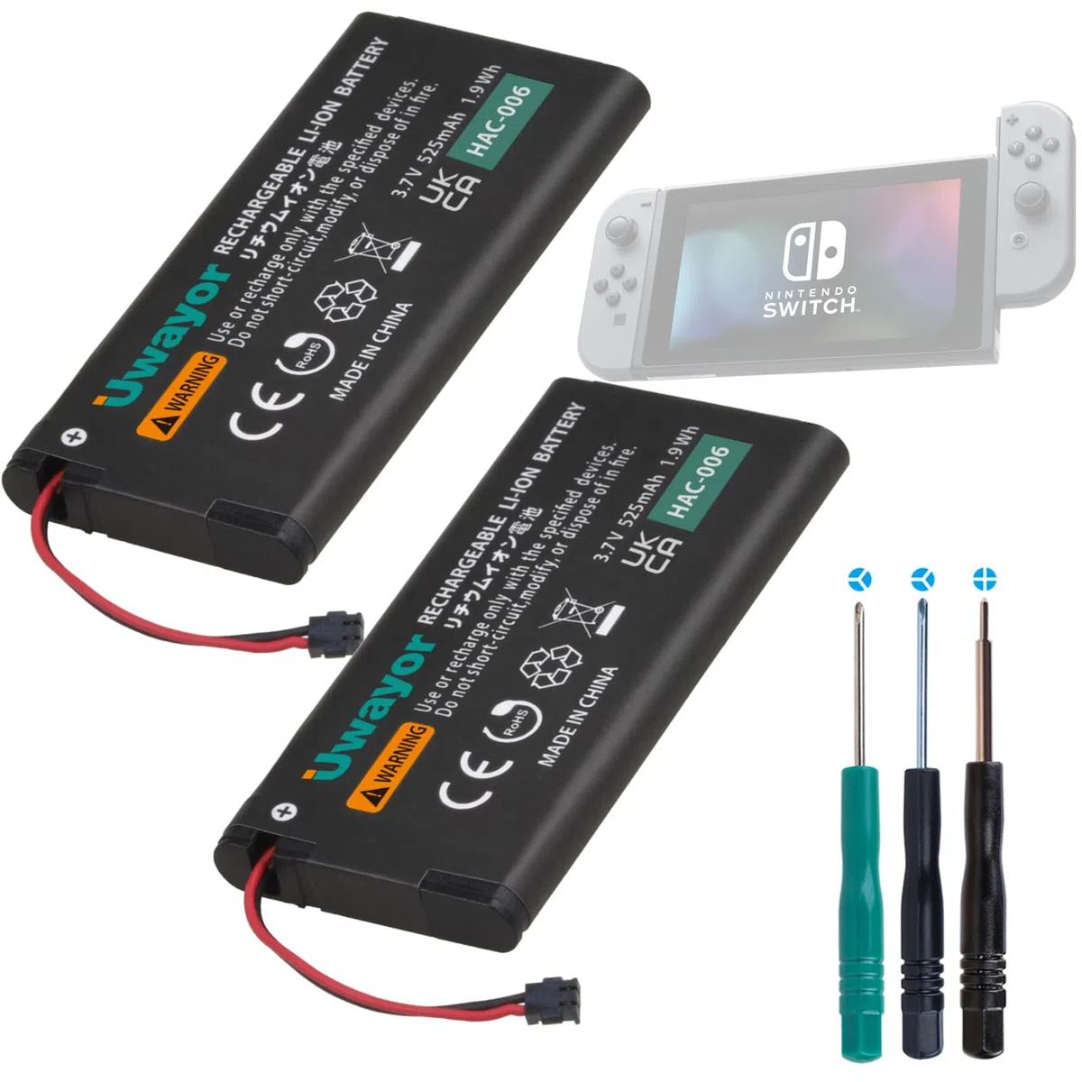 HAC-006 Batteria 2x per Nintendo Switch Joy-Con Controller HAC-015 HAC-016 Kit di Attrezzi