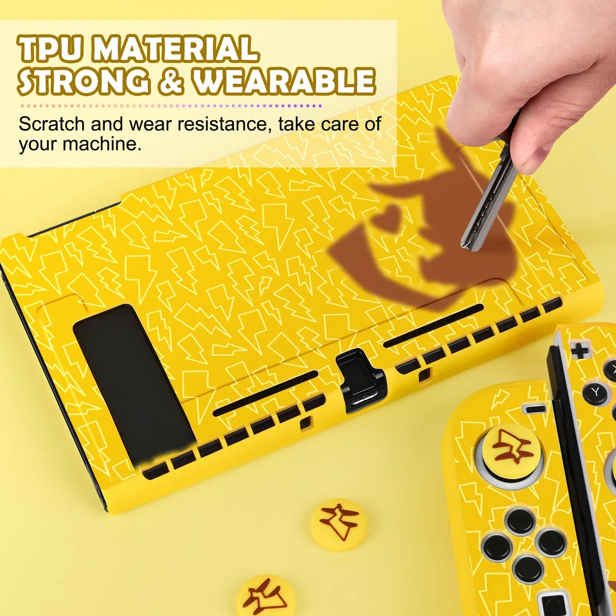 DLseego Custodia Compatibile con Switch 2017 Edition, Morbida Dockable Custodia Switch con 4 Copri levette analogiche, resistente ai graffi e all'assorbimento degli urti,Pika genio
