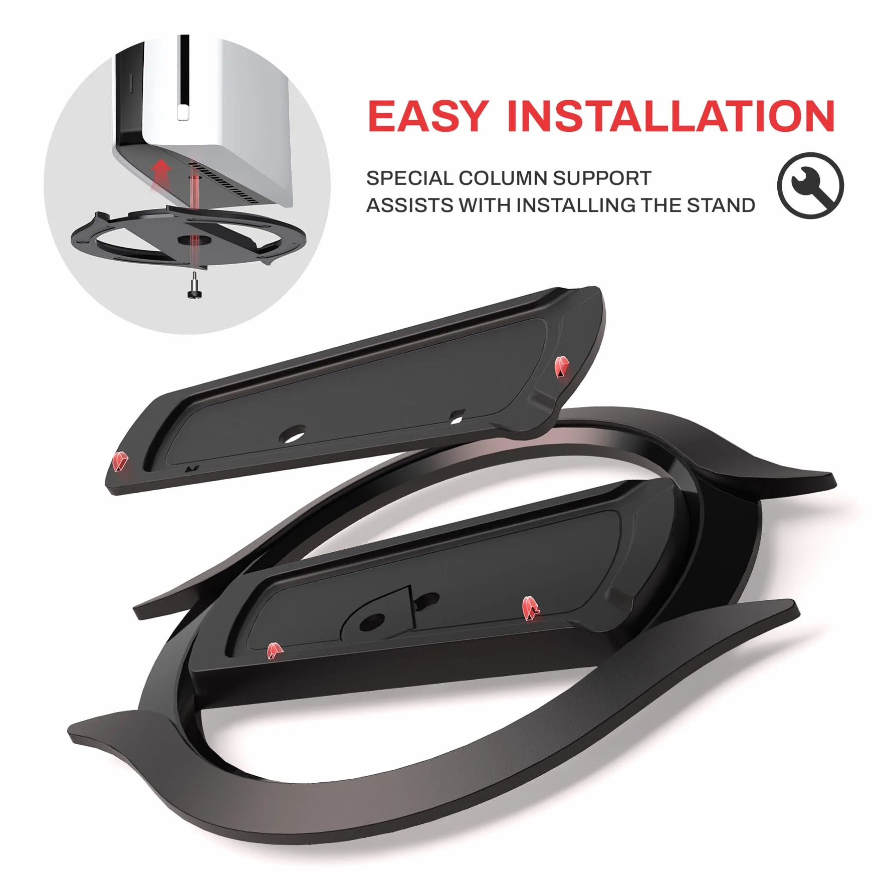 playvital Supporto per PS5/Slim/Pro, Base Stand Verticale per PS5 Pro/Slim/Standard Console Disco&Digitale, Accessorio Salvaspazio Antiscivolo, Stabilità Migliorata, Nero