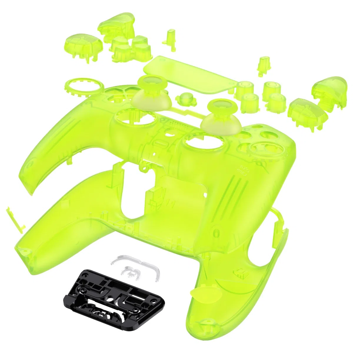 eXtremeRate Luna Cover Pulsanti Ricambio per ps5 Controller BDM-030/040/050,Custodia Scocca Shell Frontale Posteriore Ridisegnato&Tasti Kit Compatibile con ps5 Joystick-Trasparente Verde Lime