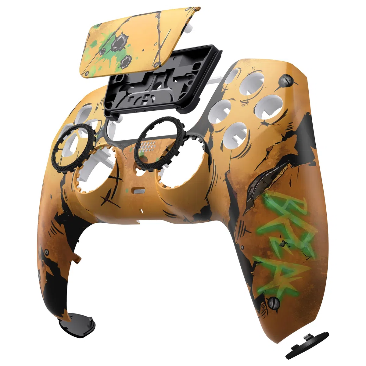 eXtremeRate Luna Cover per ps5 Controller Joystick,Shell Frontale Touchpad Ricambio,Scocca Ridisegnata&Anelli per ps5 Joypad BDM 010/020/030/040/050-Waste Land