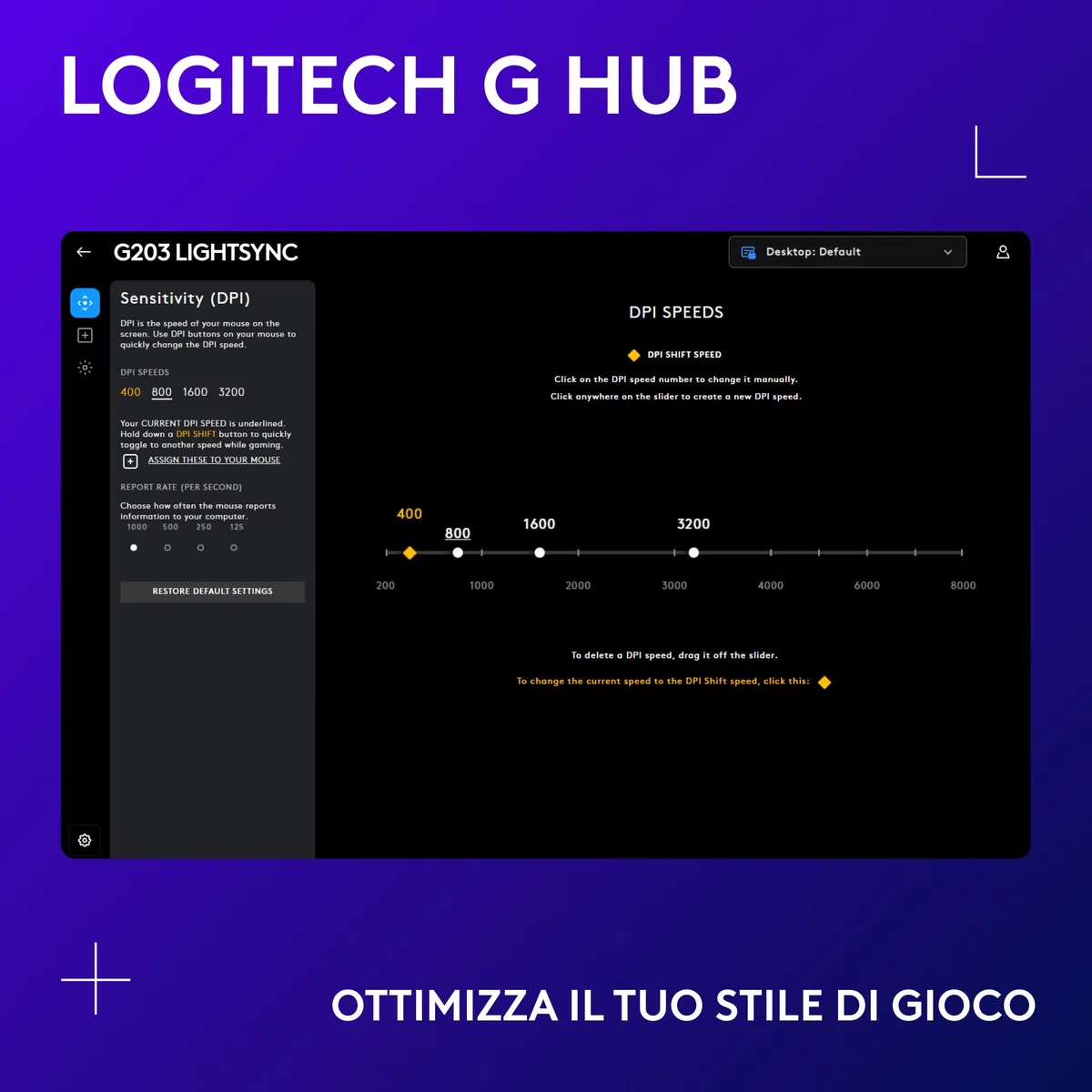 Logitech G G203 LIGHTSYNC Mouse Gaming con Illuminazione RGB, Personalizzabile, 6 Pulsanti Programmabili, Sensore per Gaming, Tracciamento a 8.000 DPI, Peso Ridotto - Nero