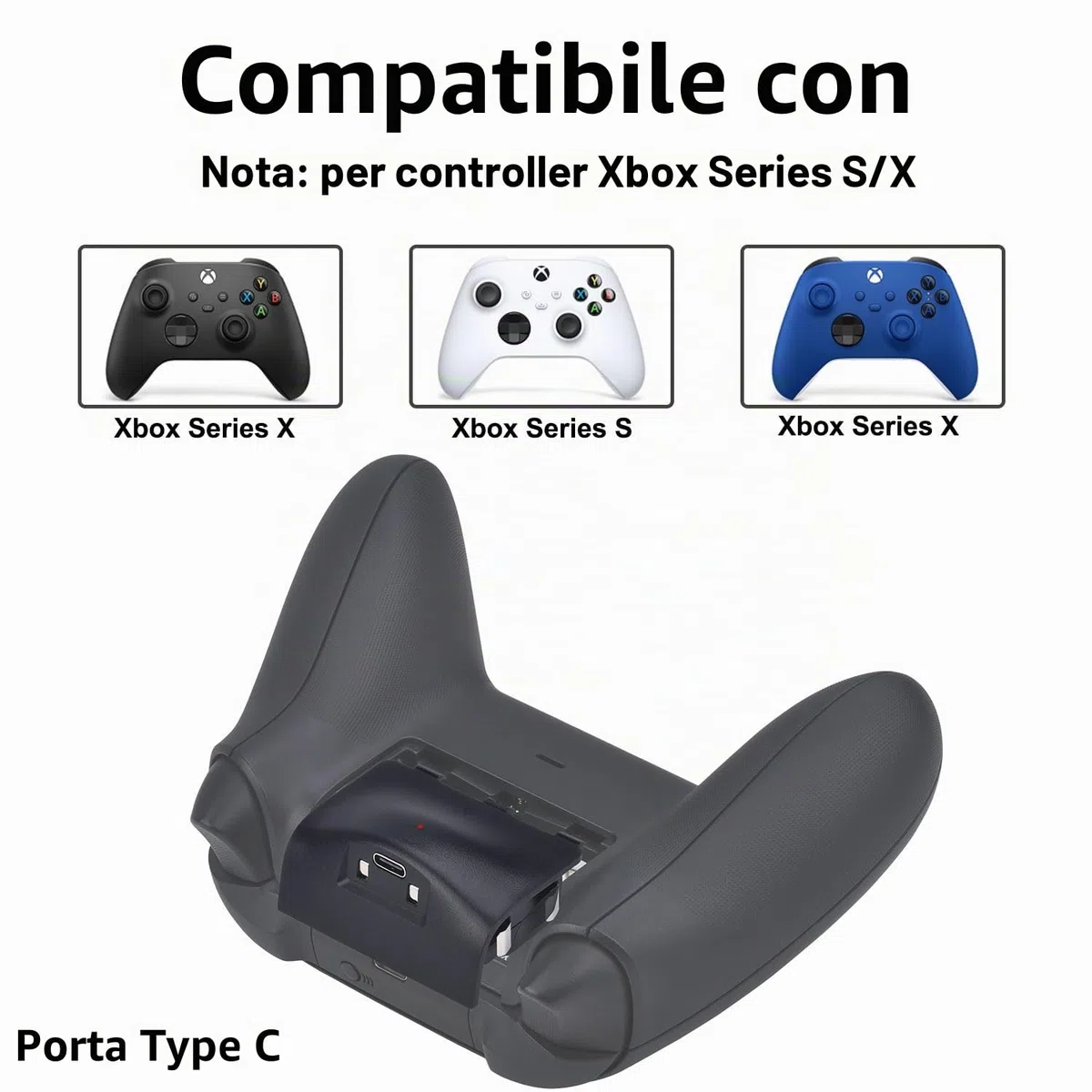 Batteria Ricaricabile per Xbox Series X&S con Adattatore USB-C