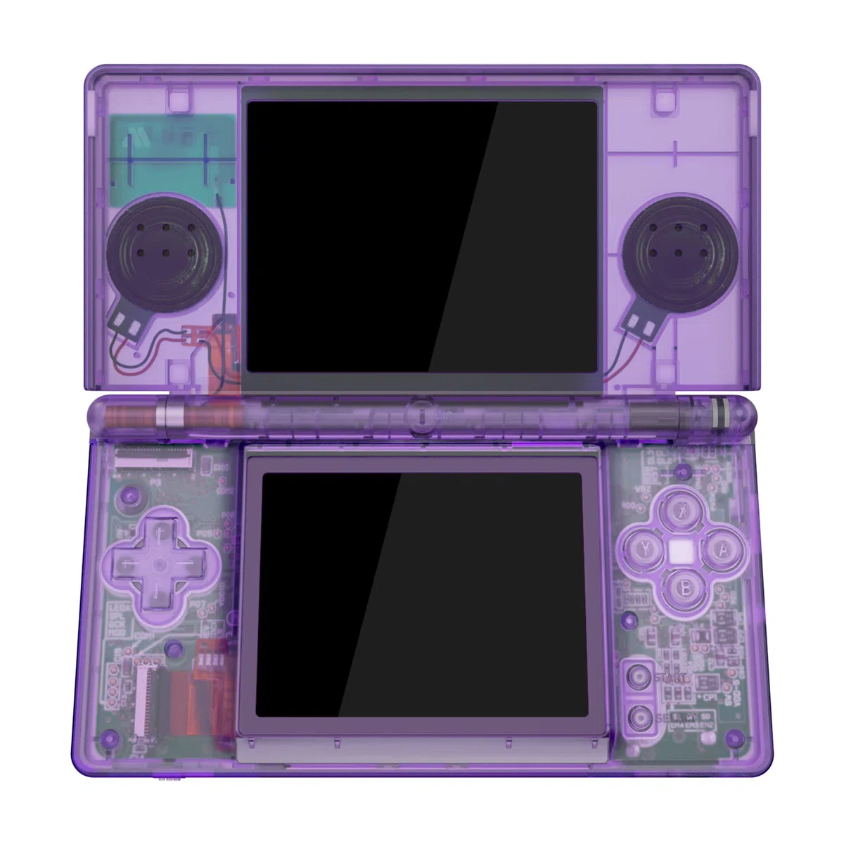 eXtremeRate Cover Scocca Tasti Ricambio per Nintendo DS Lite,Custodia Pulsanti Kit Shell Case per Nintendo DS Lite NDSL(NON Include Console)-Trasparente Viola