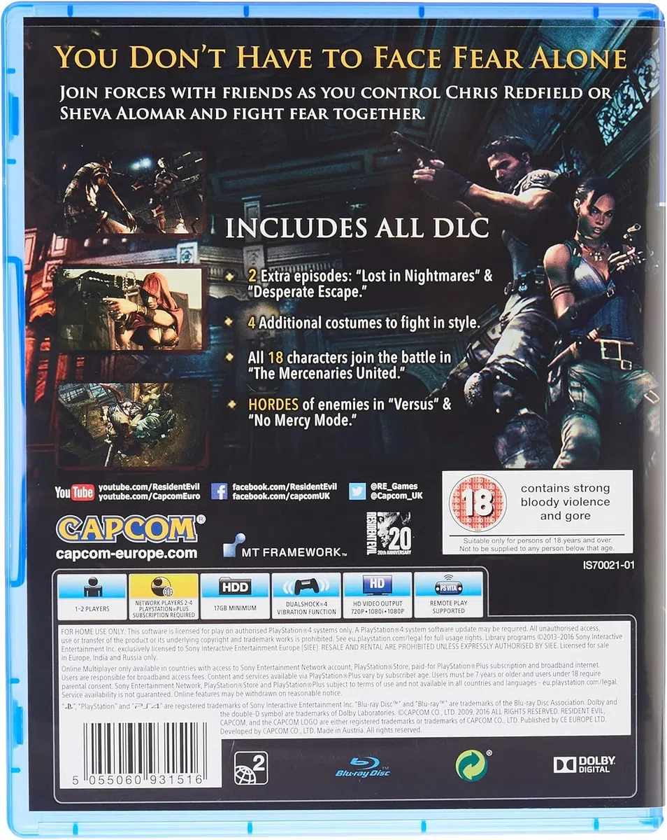 Resident Evil 5 (Inc. All DLC) PS4 - PlayStation 4