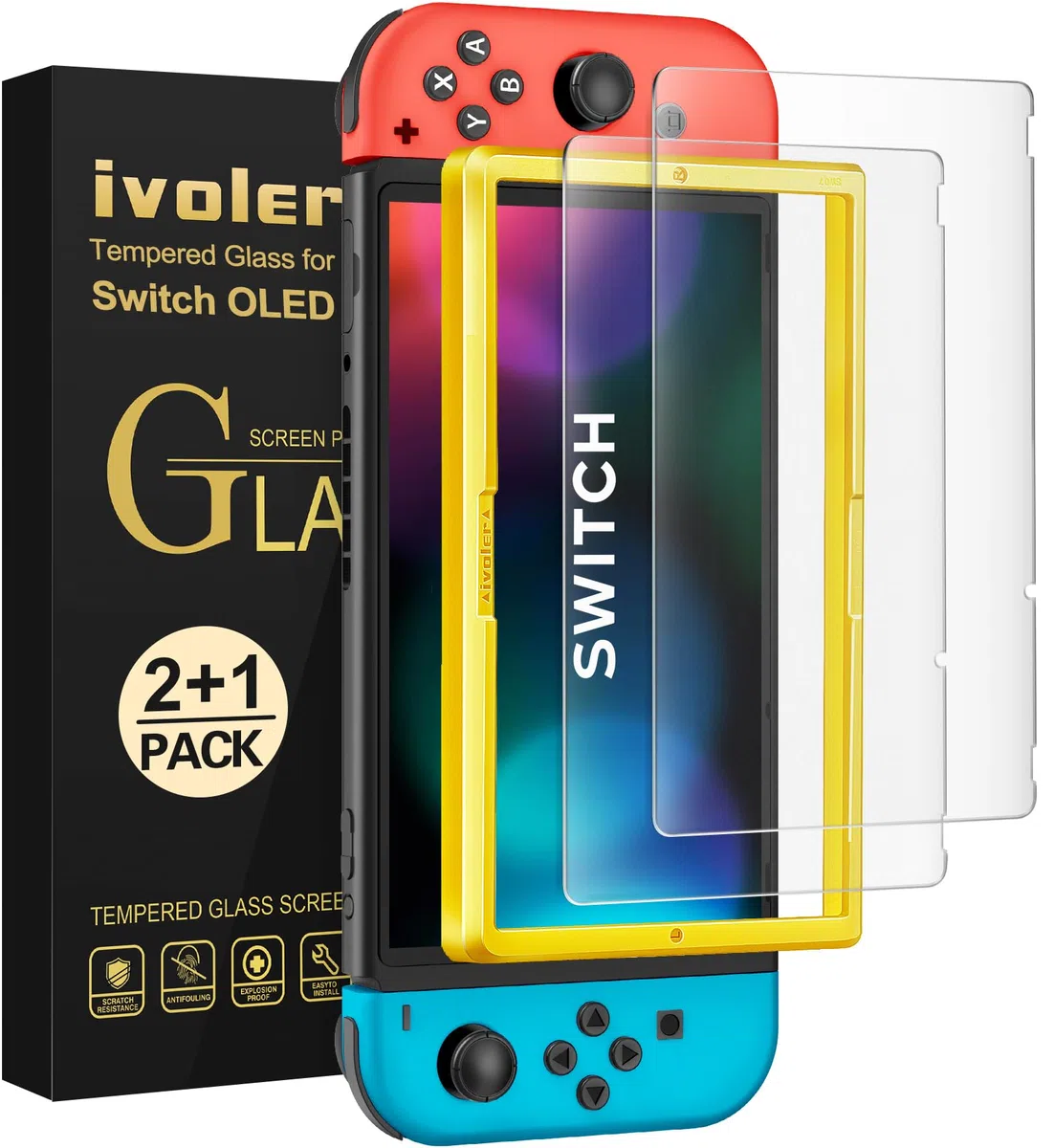 iVoler 2 Pezzi Opaco Pellicola Vetro Temperato Compatibile con Nintendo Switch, Strumento di Installazione Incluso, Antiriflesso Opaca Pellicola Protettiva Protezione [Anti Graffi] [Senza Bolle]