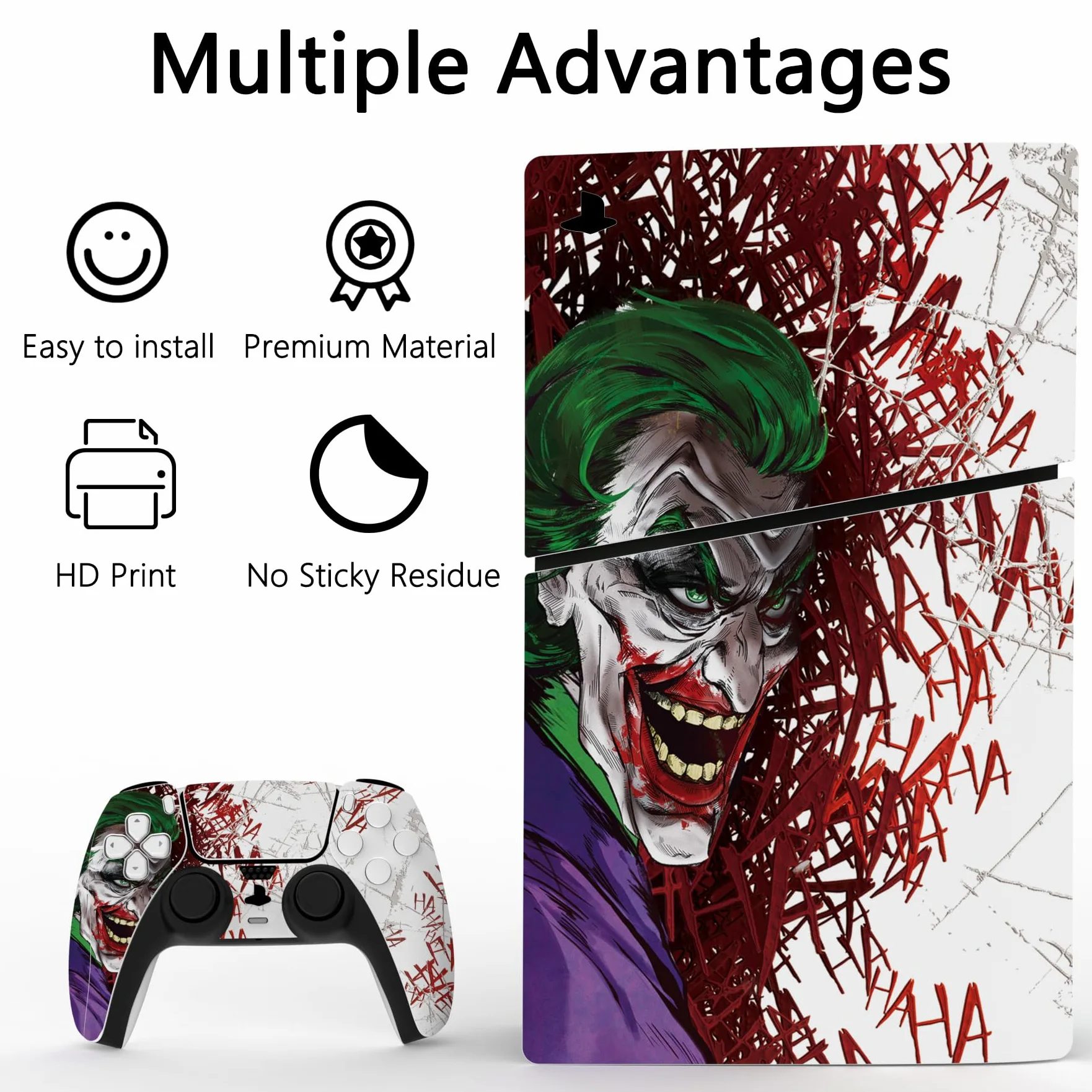 PlayVital Adesivo Skin per ps5 Slim Console Digitale Edizione,Sticker Decal Cover Vinile per Controller Telecomando Cuffie Base di Ricarica-Hahaha