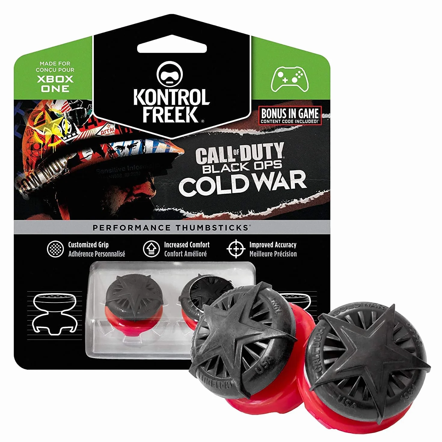 Levette Performance KontrolFreek Call of Duty: Black Ops Cold War per Xbox One e Xbox Series X | 2 Alte, Convesse| Nere/Rosse