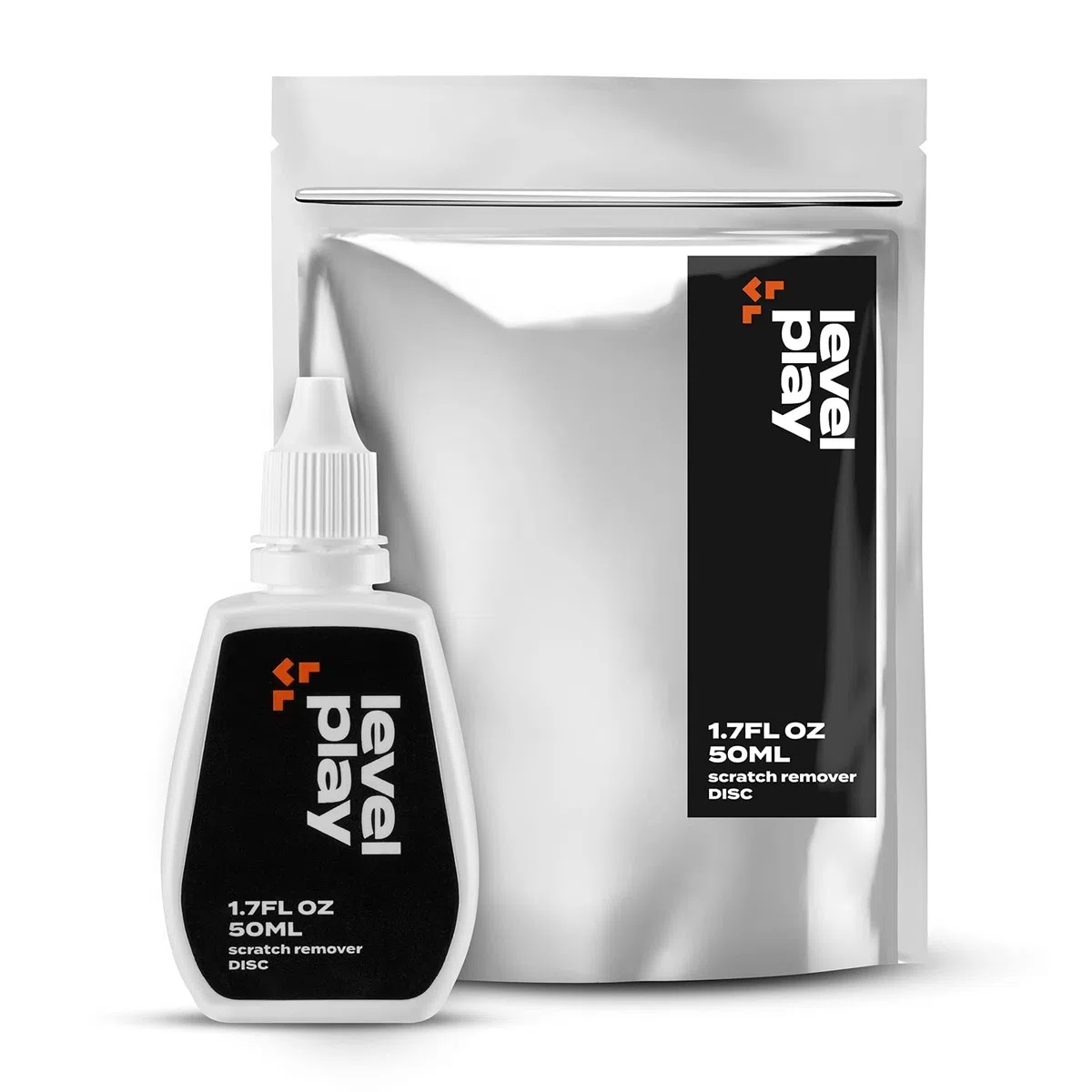Levelplay Kit di Rimozione Graffi per Dischi - Ripara e Lucida Danni Superficiali di CD, DVD e Blu-ray, Aiuto per Salti Audio/Video e/o Blocchi Gioco, Panno in Microfibra Incluso - Flacone Da 50 ml