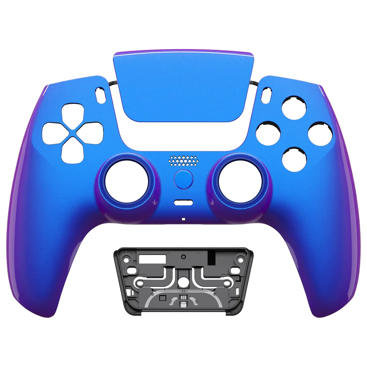 eXtremeRate Luna Cover Ricambio per ps5 Controller,Custodia Copertura Frontale Scocca Shell Ridisegnata Compatibile con ps5 Joystick BDM-010/020/030/040/050, Camaleonte Viola Blu