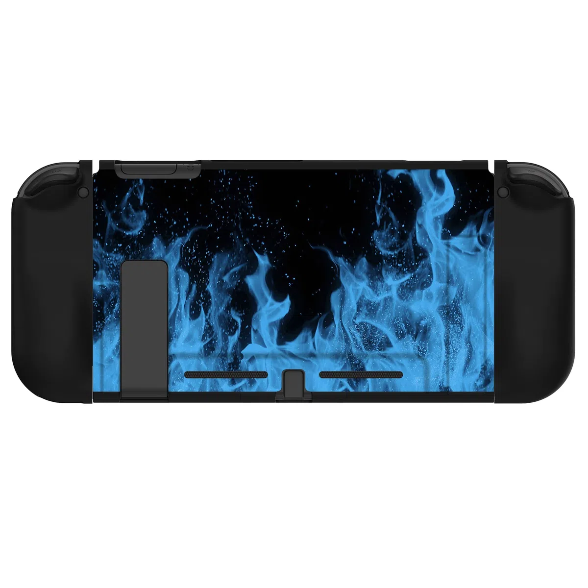 PlayVital Cover Protettiva Custodia per Nintendo Switch Copertura Morbida TPU Case per Joycon Console con Copri Tasti ABXY Direzionali Colorati-Fiamma Blu