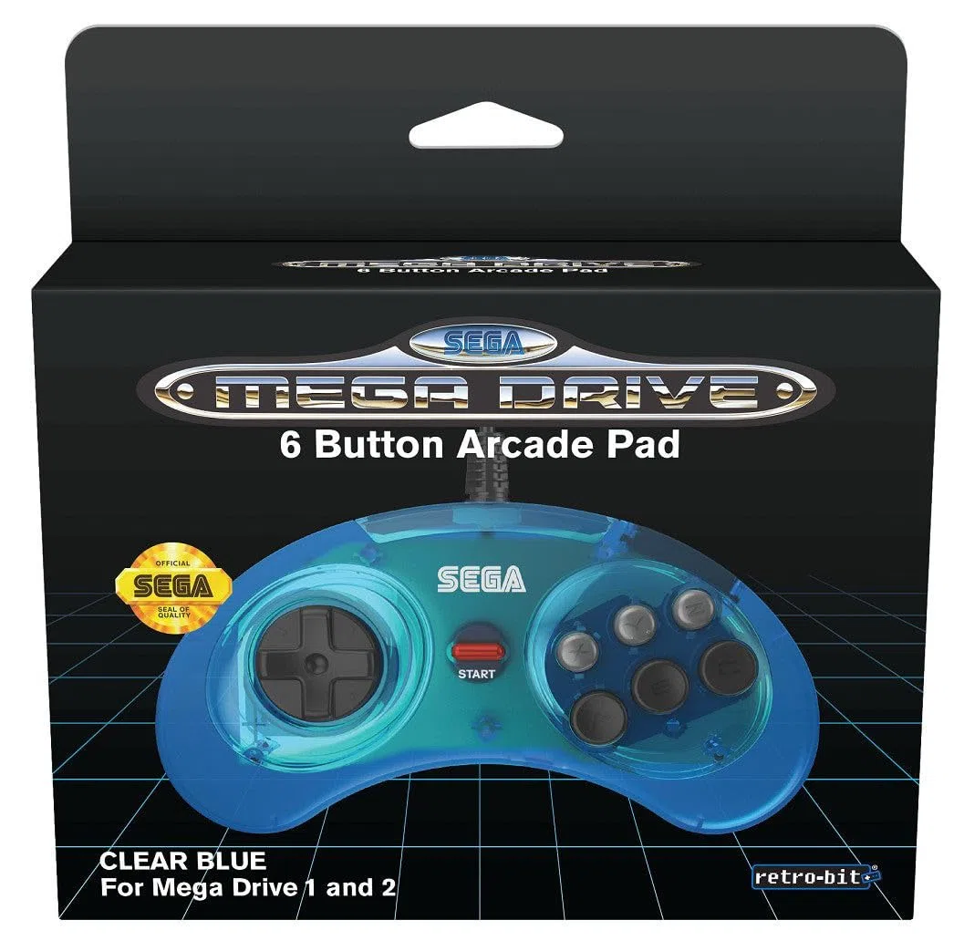 Retro-Bit Sega Md 6-Button Pad BLU - Not Machine Specific Electronic Game, Sega Megadrive