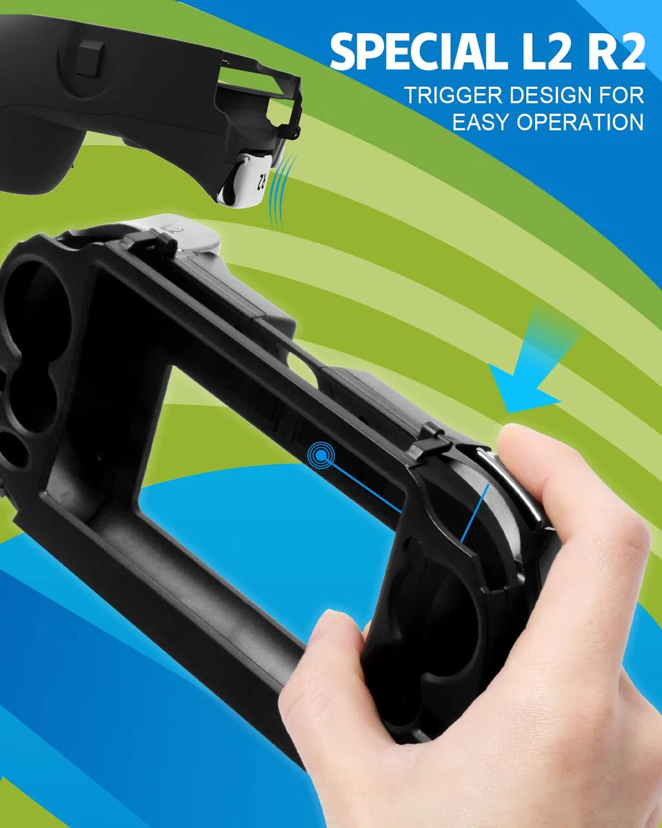 L2 R2 Trigger Hand Grip Shell Controller Custodia Protettiva per Sony Playstation PS Vita 1000 (Nero)