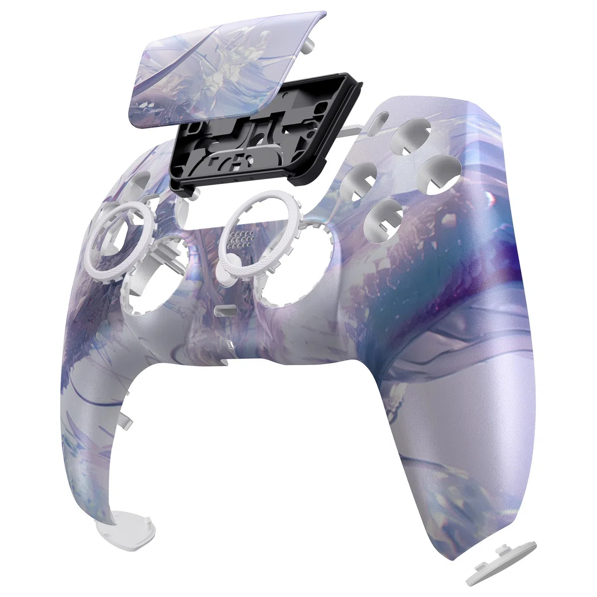 eXtremeRate Luna Cover per ps5 Controller Joystick,Shell Frontale Touchpad Ricambio,Scocca Ridisegnata&Anelli per ps5 Joypad BDM 010/020/030/040/050-Drago di Cristallo