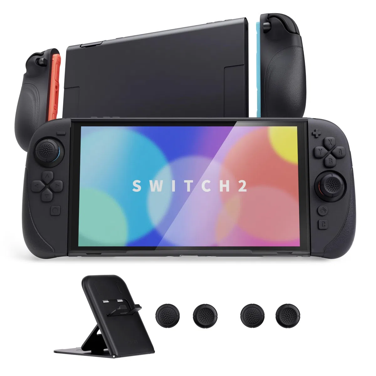 playvital Ranger Cover Dockable Rigida per Nintendo Switch 2 Console, Custodia Protettiva Silicone per Joycon 2, Supporto Regolabile Copri Analogici Accessori per Switch 2, Nero