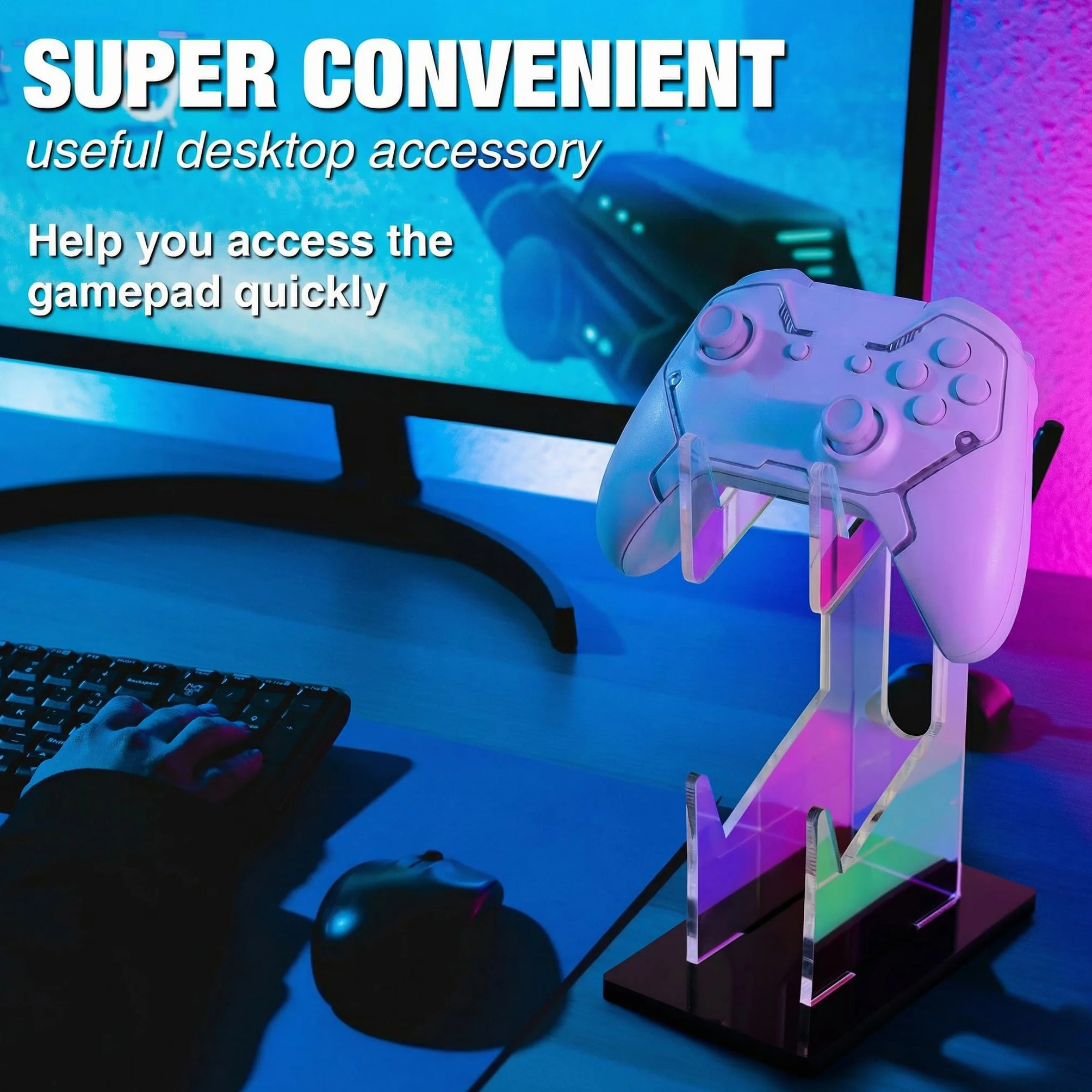 NiHome Supporto universale per controller di gioco a 2 livelli in acrilico iridescente per PS5 Xbox ONE Switch colorato supporto per controller accessori da gioco antiscivolo stabile acrilico