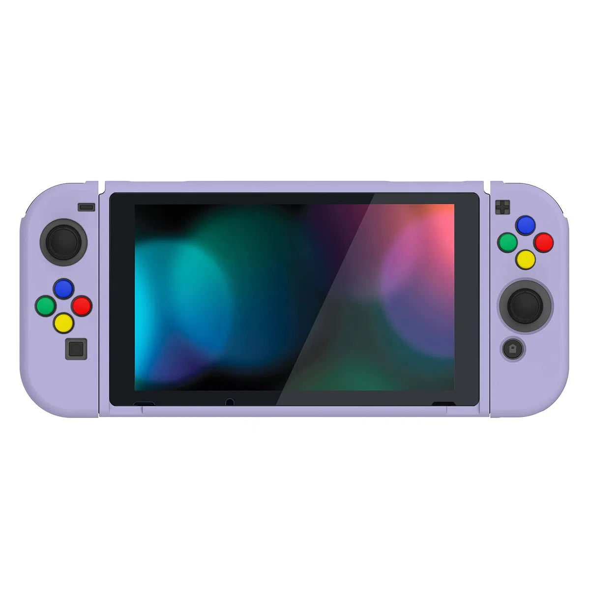 PlayVital Custodia protettiva per Nintendo Switch Console Joycon, custodia sottile in TPU morbido accessori per NS Joycon Console con colorato ABXY/tappi di direzione (viola)