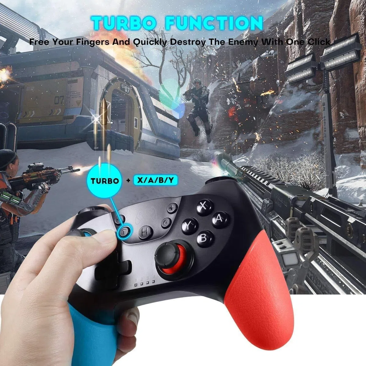 Controller per N-Switch, Wireless Bluetooth Switch Pro Controller, Switch Joystick Gamepad con Turbo Regolabile Dual Shock Gyro Axi