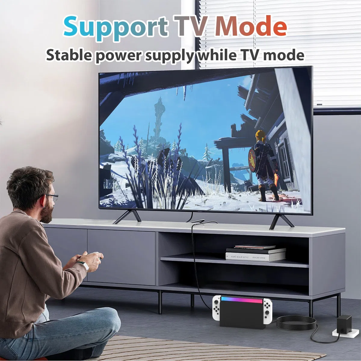 Caricatore per Nintendo Switch, 39W Rapido Caricabatterie per Nintendo Switch/Switch OLED/Switch Lite/Switch Dock (Supporta la modalità TV) e Switch Pro Controllore con cavo USB C da 1,5 m