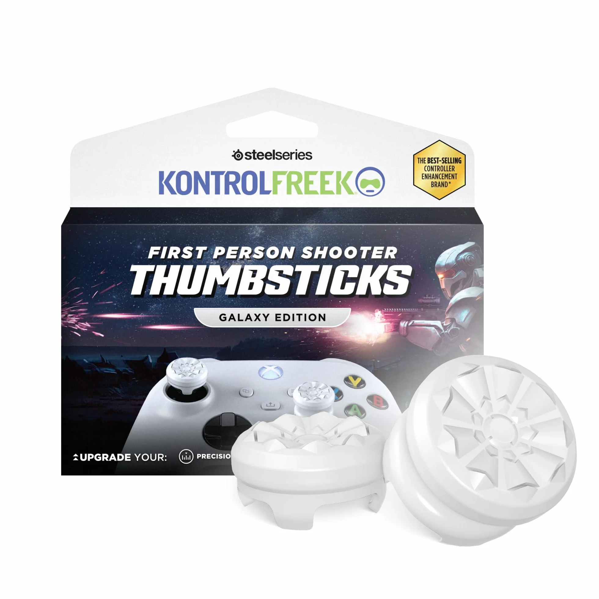 KontrolFreek FPS Freek Galaxy White per Xbox One e Xbox Series X Controller | Levette Performance | 1 alta, 1 media | Bianco