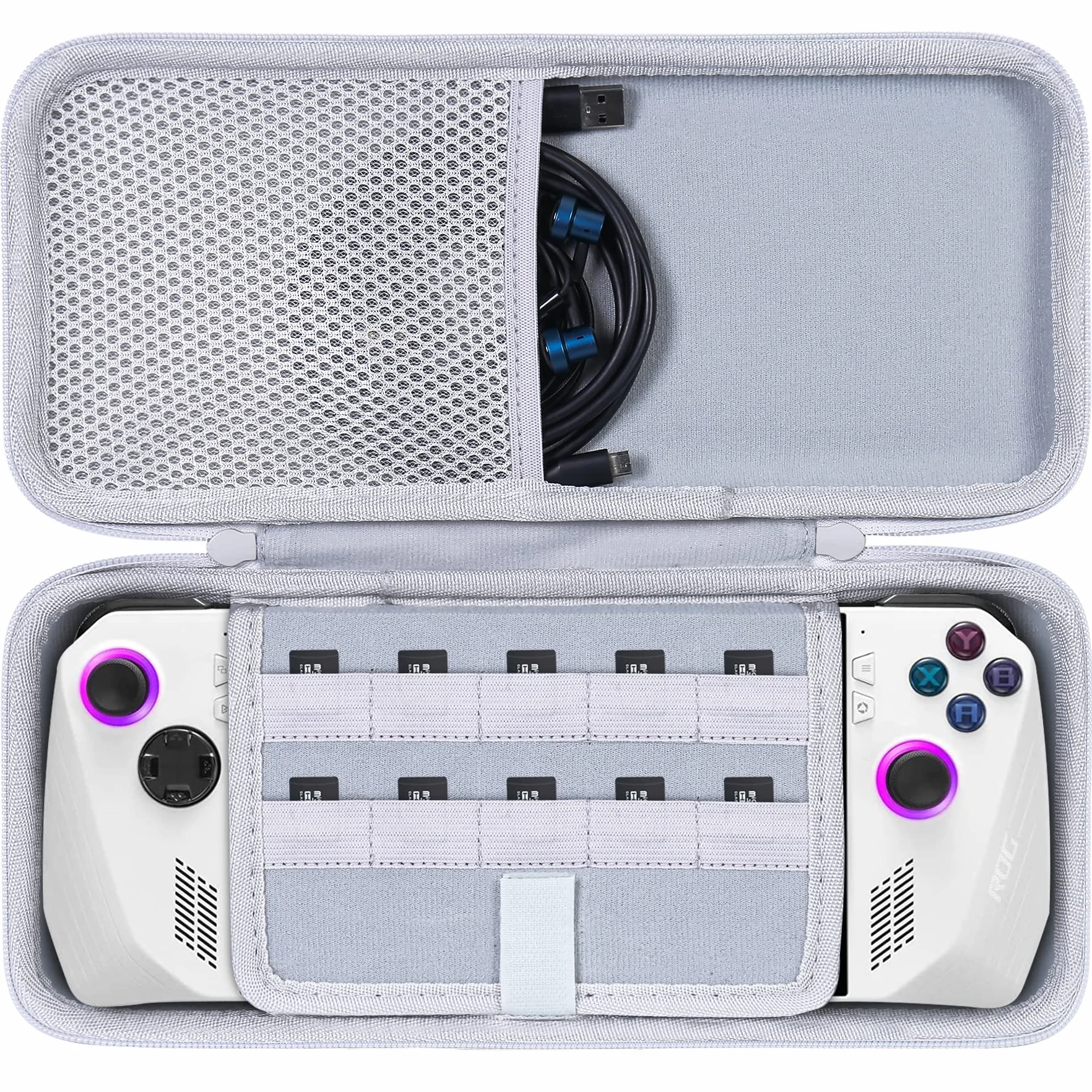 Aenllosi Custodia Rigida per ASUS ROG Ally 7 "120Hz Gaming Handheld, Portatile Rog Ally Controller Gaming Borsa Dotata di Tasca a Rete Memorizza gli Accessori, Grigio (Solo Custodia) [nintendo_ds]