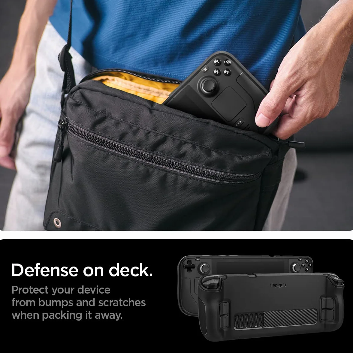 Spigen Cover Rugged Armor Compatible con Steam Deck LCD (2022) / Steam Deck OLED (2023) console - Nero Opaco