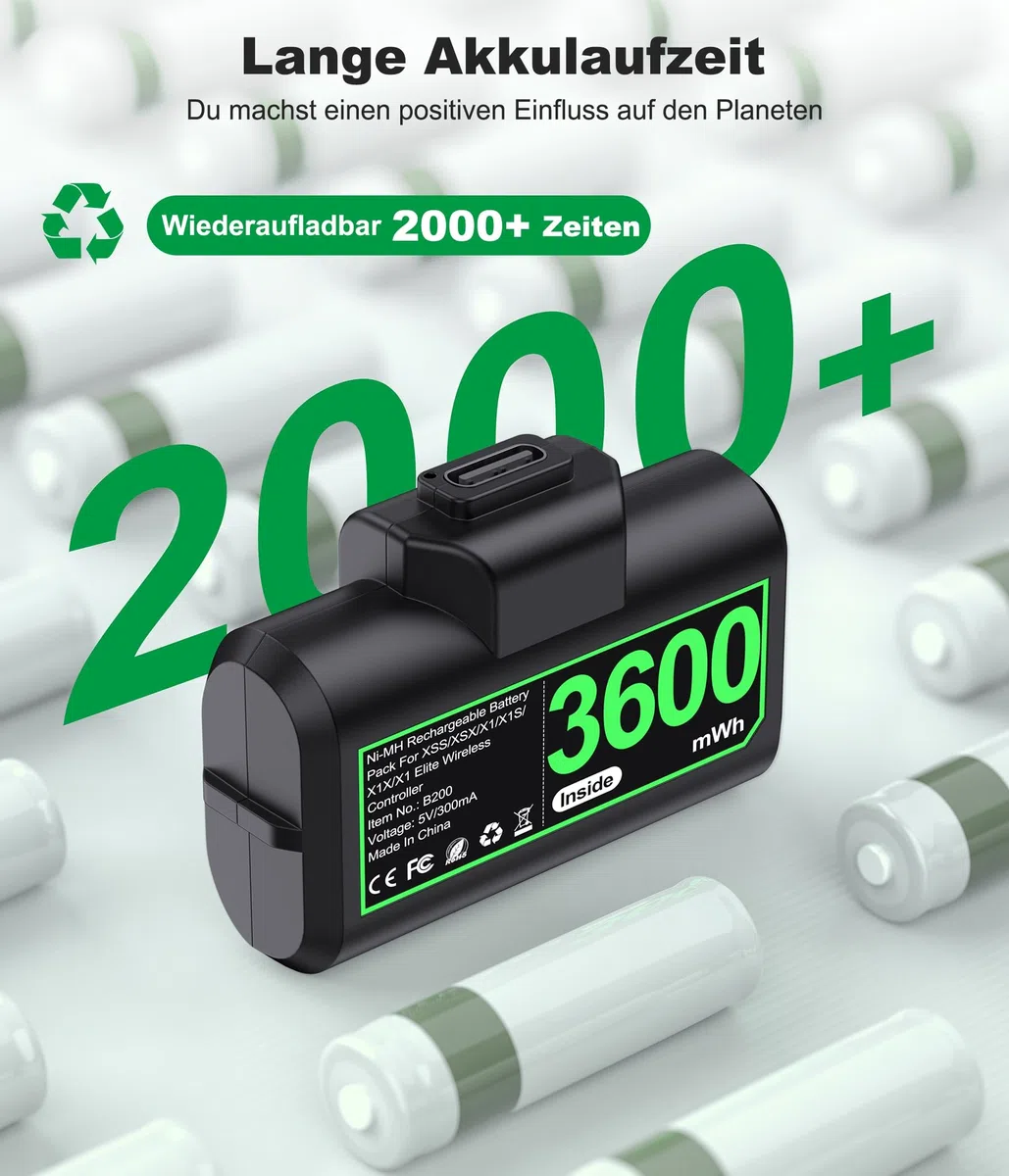 Elegamefy Batteria per controller Xbox Series X/S, batteria ricaricabile per controller Xbox One/One S/One X/Elite