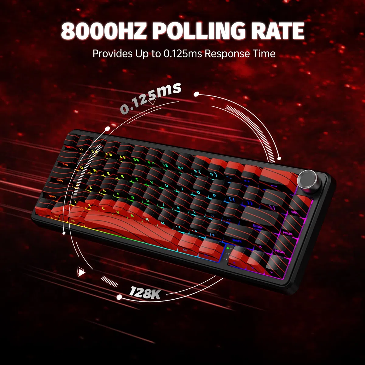 ATTACK SHARK X65PRO HE Tastiera Rapid Trigger 8000Hz, Tastiera Gaming Wireless RGB 60% con Precisione RT di 0,01mm, Switch Magnetici, Attuazione Regolabile, Snap Tap, per PC/Mac, Rosso