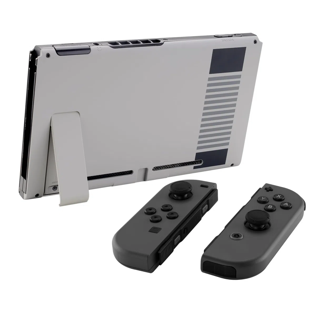 eXtremeRate Cover Posteriore Scocca Shell DIY Case Ricambio per Nintendo Switch Console con Supporto Kickstand(Non Include Console)-Stile NES Classico