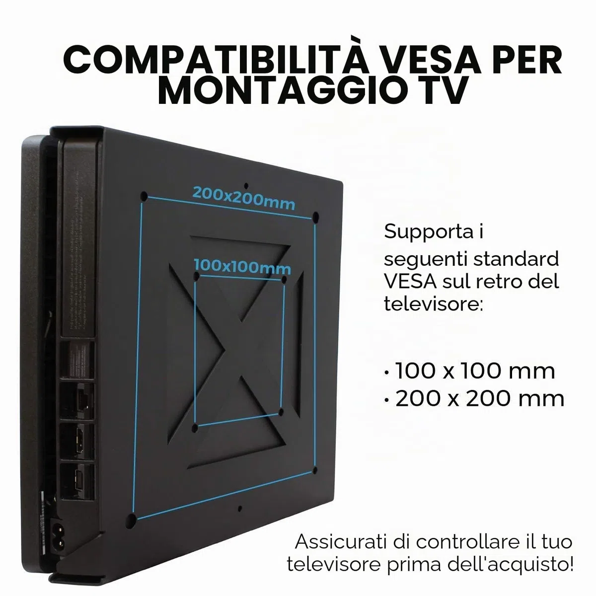 HumanCentric Supporto PS4 per PS4 Slim + 2 supporti per controller Bundle | Montaggio a parete o sul retro della TV
