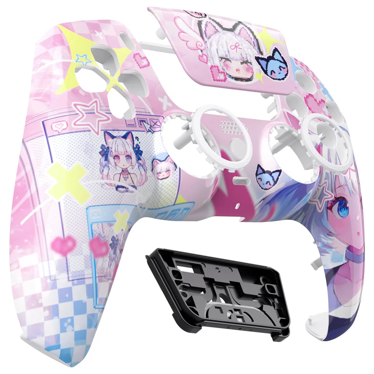 eXtremeRate Luna Cover per ps5 Controller,Shell Frontale Touchpad Ricambio,Scocca Ridisegnata&Anelli per ps5 Joystick BDM 010/020/030/040/050, MeWoow