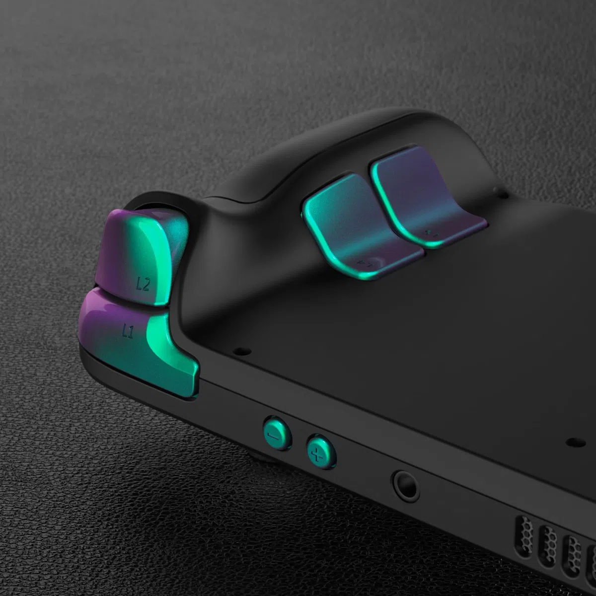 eXtremeRate Tasti Kit per Steam Deck LCD,Pulsante ABXY D-Pad Trackpad Bumpers Trigger Grilletti Ricambio per Steam Deck LCD con Cacciaviti(Senza Console)-Camaleonte Verde Viola