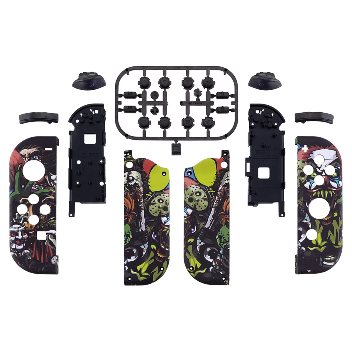eXtremeRate Cover Custodia Scocca Joycon Case DIY Ricambio per Nintendo Switch Joycon&OLED Joycon Controller con Pulsanti Tasti Kit(NON Include Joycon)-Party Pauroso