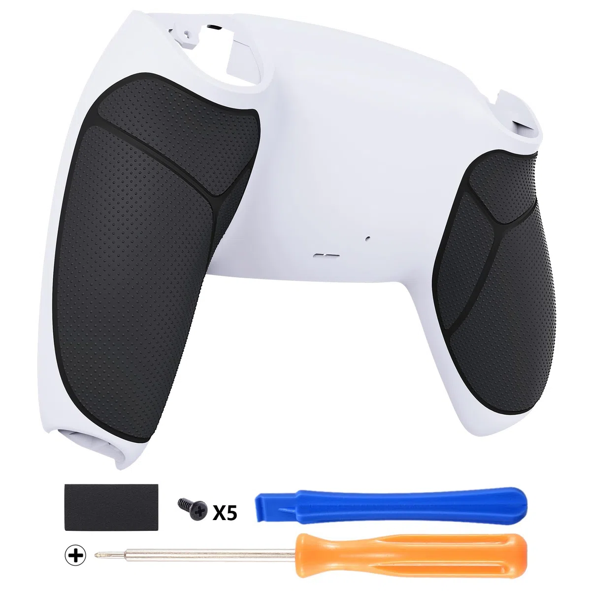 eXtremeRate Cover Posteriore per ps5 Controller BDM-010 020 030 040 050 060,Custodia Grip Gomma Scocca Copertura Ricambio Compatibile con ps5 Controller-Bianco&Nero