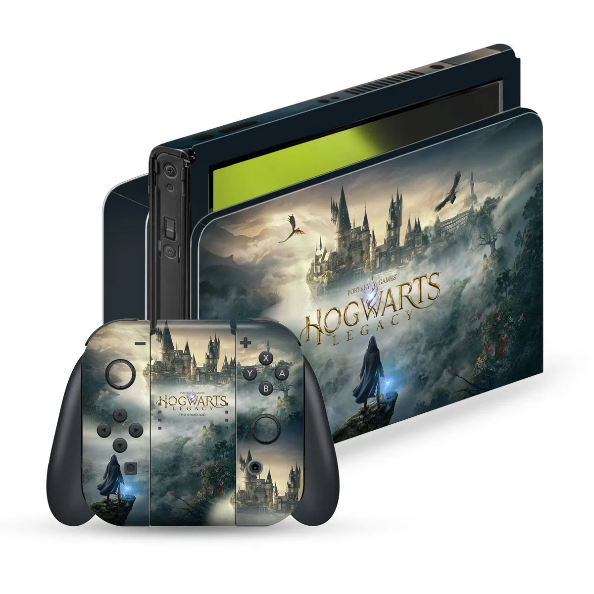 Head Case Designs Licenza Ufficiale Hogwarts Legacy Arte Chiave Grafica Vinile Sticker Gaming Pelle Adesivo Compatibile con Nintendo Switch OLED Bundle