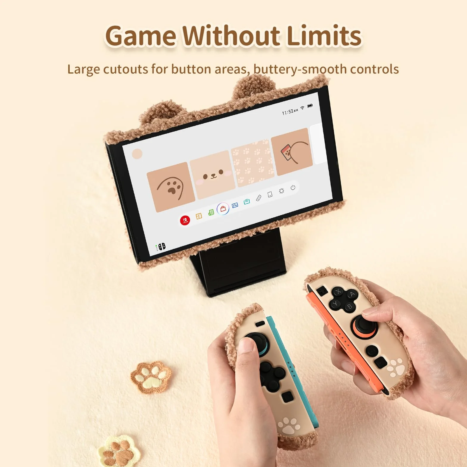 GeekShare Plush Case Compatible with Switch 2 (2025), NS2 Protective Cover for Switch Console and Grip Joy Controller, Plush Bear