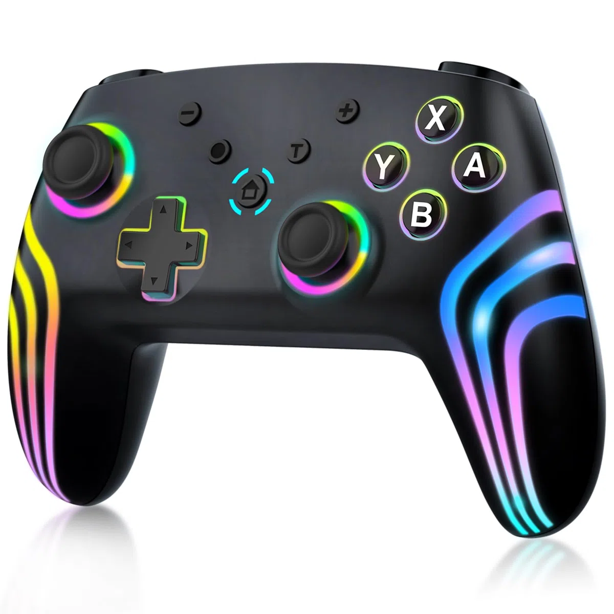 MYSTILUCK Controller Wireless Pro per Switch/Switch 2/Lite/OLED/PC, Controllore con illuminazione RGB 7 Colori Cambiabili/Trigger Effetto Hall/Vibrazione Duale/Turbo,Design Ergonomico Joystick Preciso