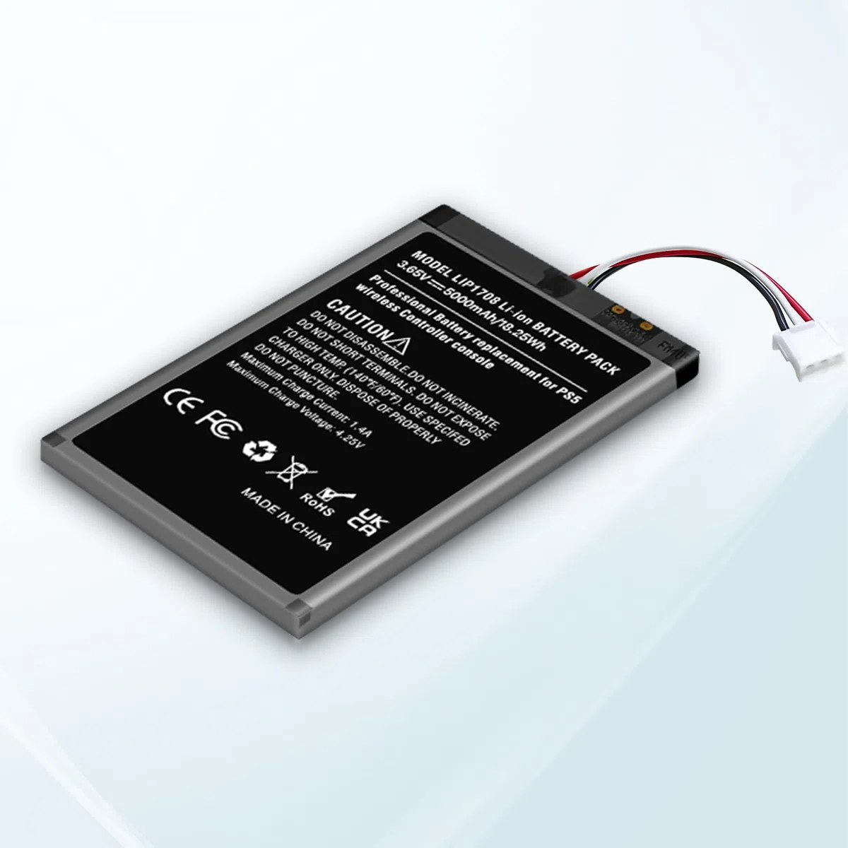 1 batteria controller PS5 da 5000 mAh, aggiornamento ad alta capacità LIP1708 batteria di ricambio per controller wireless Sony PS5 PlayStation 5 DualSense CFI-ZCT1W con kit di attrezzi