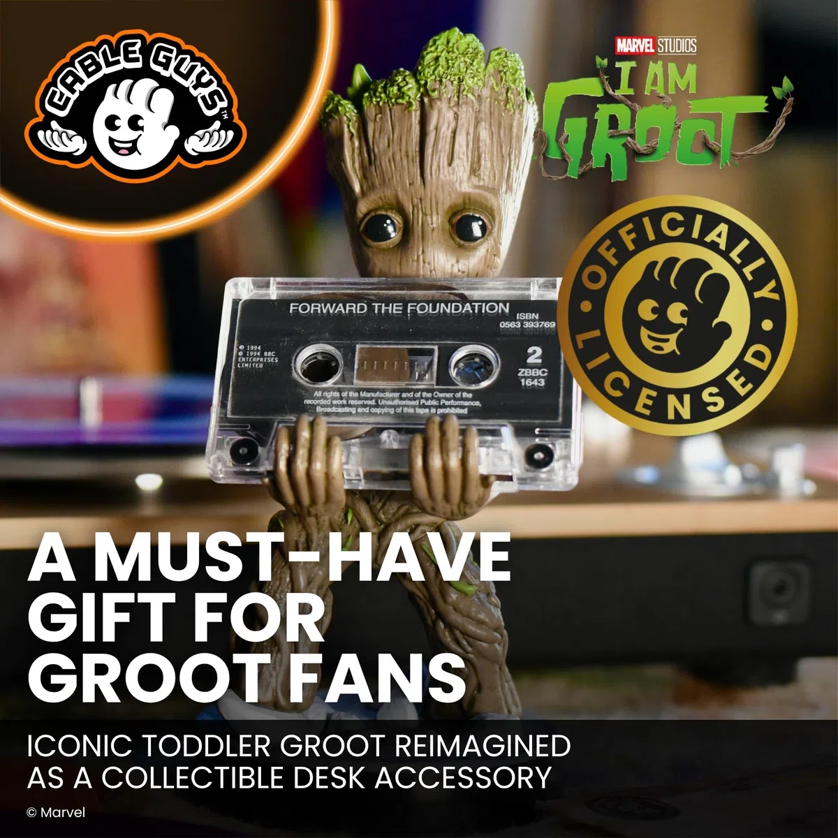 Cableguys Guardiani della Galassia Figurina gaming Baby Groot - Supporto per controller o smartphone - Cavo USB incluso - 20 cm