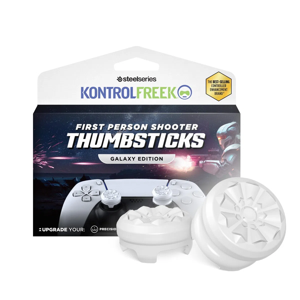 KontrolFreek FPS Freek Galaxy Bianco per PlayStation 4 (PS4) e PlayStation 5 (PS5) | Levette Performance | 1 alta, 1 media | Bianco