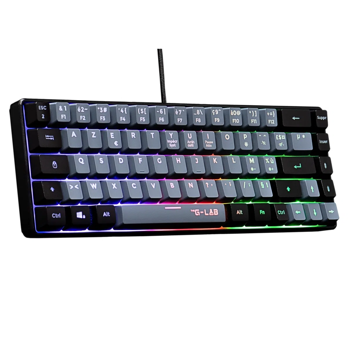 Tastiera Da Gioco - The G-Lab - KeyZ-HydrO-Grb/fr - Membrana 60% 2 Colori Grigio + Tasti Neri